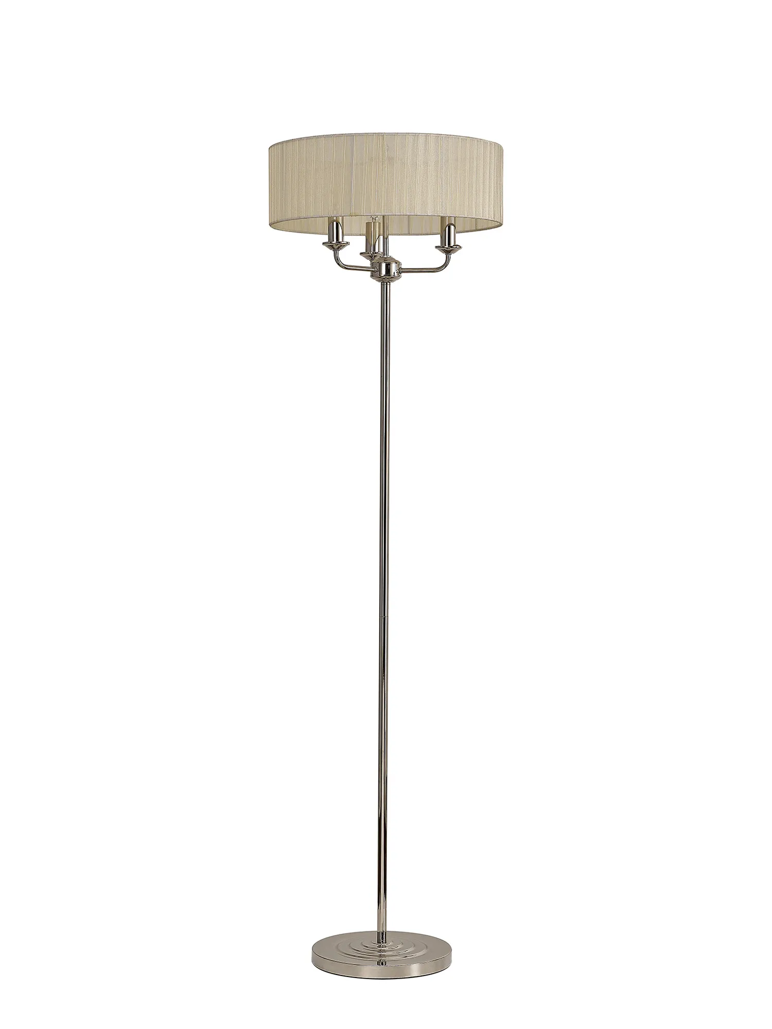 Banyan 45cm 3 Light Floor Lamp Polished Nickel, Cream DK0887  Deco Banyan PN CR